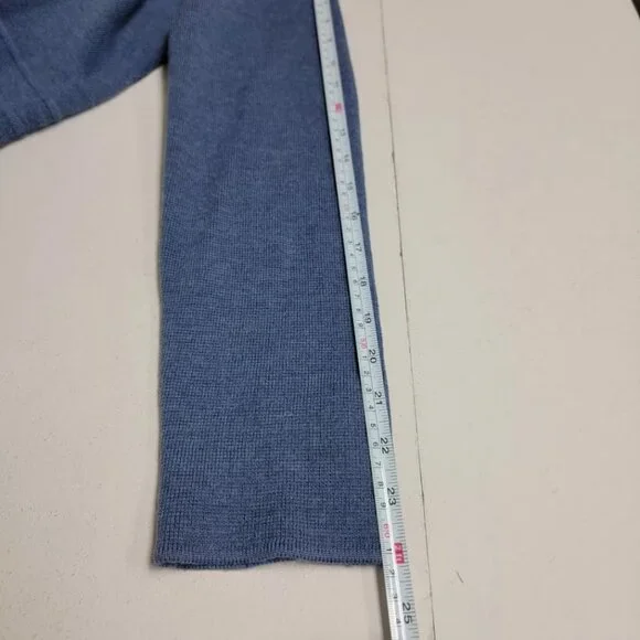 Talbots Womens Blue Pure Merino Wool Knit Blazer Sz M Two Button Pockets Career - Picture 10 of 11